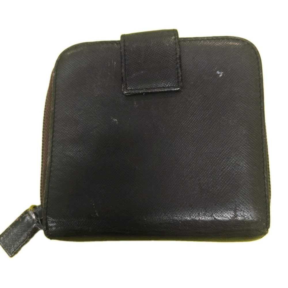 Prada Saffiano Leather Bifold Zip Coin Wallet Brown Triangle Logo Made Italy - Picture 2 of 16